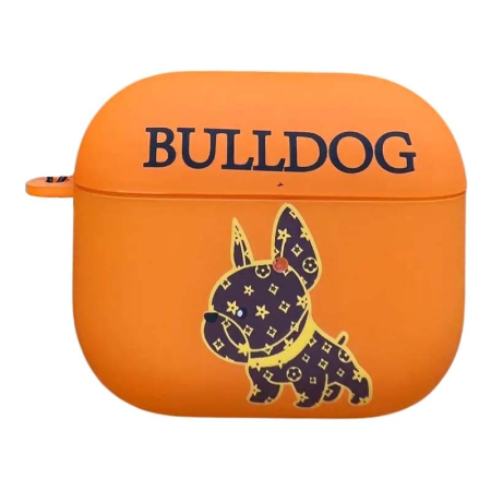 Чехол для AirPods 3 COQUE POUR Оранжевый с рисунком BULLDOG