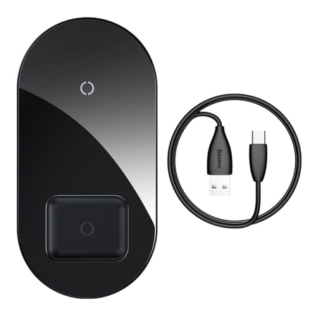 Беспроводное зарядное устройство Baseus 2в1 Simple Wireless Charger (BS-W508 WXJK-CA02) Black, черный Беспроводное зарядное устройство Baseus 2в1 Simple Wireless Charger (BS-W508 WXJK-CA02) Black, черный