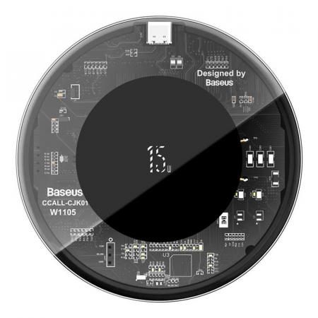 Беспроводное зарядное устройство Baseus Simple Wireless Charger 15W Type-C BSWC-P10CX (WXJK-BA02) Black, черный/прозрачный