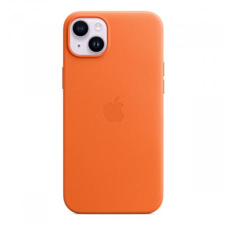 Чехол Leather Case MagSafe для Apple iPhone 14 Plus «Orange» Чехол Leather Case MagSafe для Apple iPhone 14 Plus «Orange»
