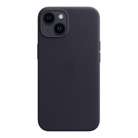 Чехол Leather Case MagSafe для Apple iPhone 14 «Ink» Синий